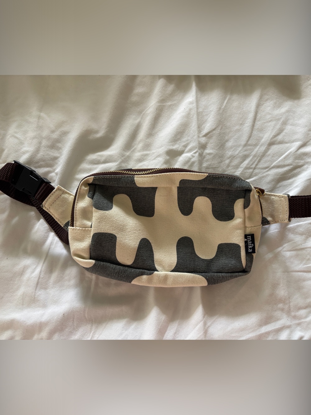Cream and Gray women’s Canvas Fanny Pack with change purse from Maika.